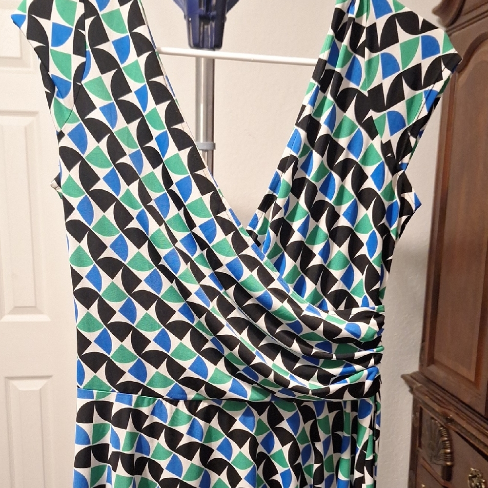 Maggy London Asymmetrical Dress - Black, Blue, Green
